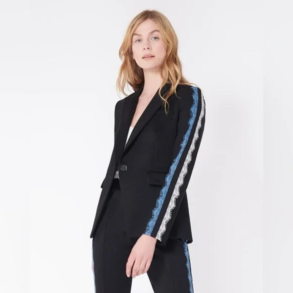 VERONICA BEARD Damari Long-sleeve Lace Stripe Jacket Blazer Size 2